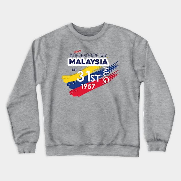 Happy Independence Day Celebration Malaysia Crewneck Sweatshirt by alzo